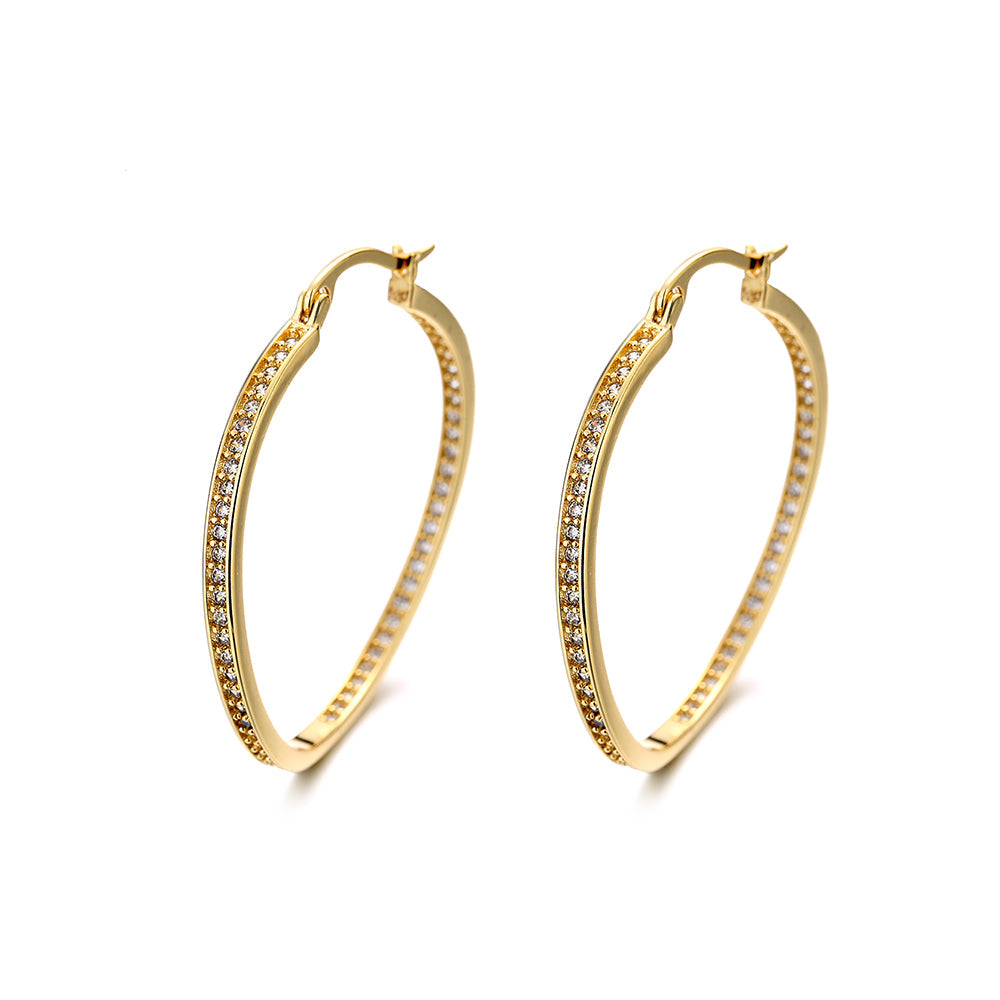 14K Gold And Sterling Silver Twisted Hoop Earrings With Crystal