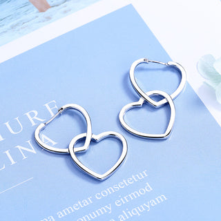 Sterling Silver or Gold Double Heart Drop Earrings