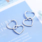 14K Gold and Sterling Silver Double Heart Drop Earrings