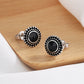 Amy and Annette Sterling Silver Onyx Artisan Stud Earrings