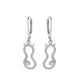 14K White Gold Cat Leverback Earring with crystals