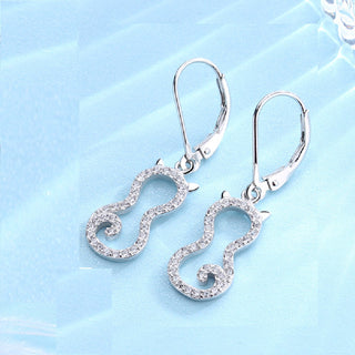 14K White Gold Cat Leverback Earring with crystals