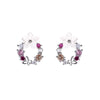 14K Gold and  Sterling Silver Opal and Resin Open Flower earrings with Crystals
