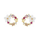 14K Gold and  Sterling Silver Opal and Resin Open Flower earrings with Crystals