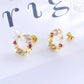 14K Gold and  Sterling Silver Opal and Resin Open Flower earrings with Crystals