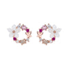 14K Gold and  Sterling Silver Opal and Resin Open Flower earrings with Crystals