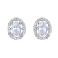 Sterling Silver Oval Halo Earrings with crystals