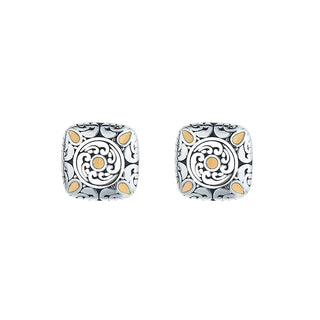 Sterling Silver Two Tone Artisan Stud Earring