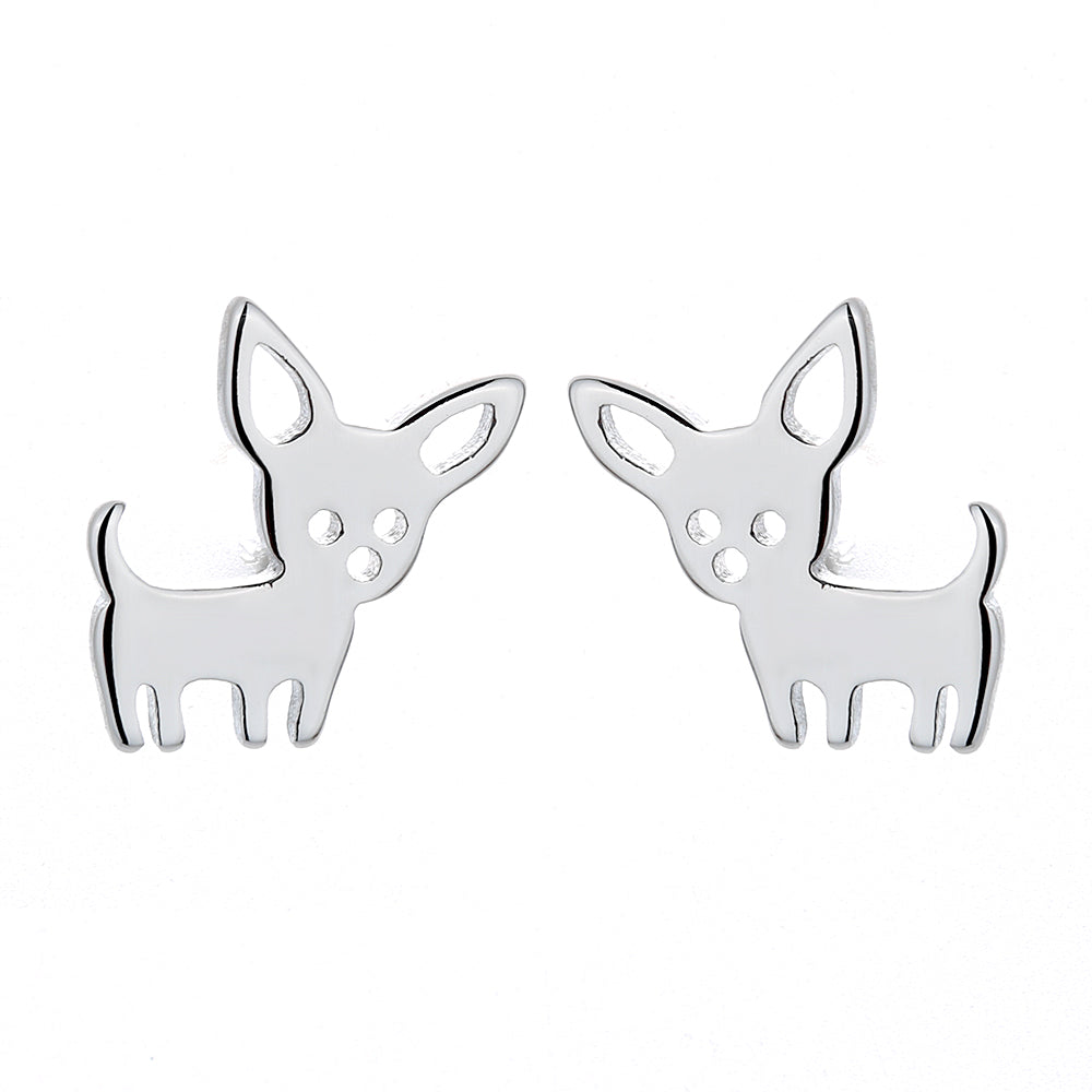 Amy and Annette 14K and Sterling Silver Chihuahua Dog Earrings