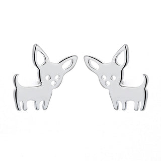 Amy and Annette 14K and Sterling Silver Chihuahua Dog Earrings