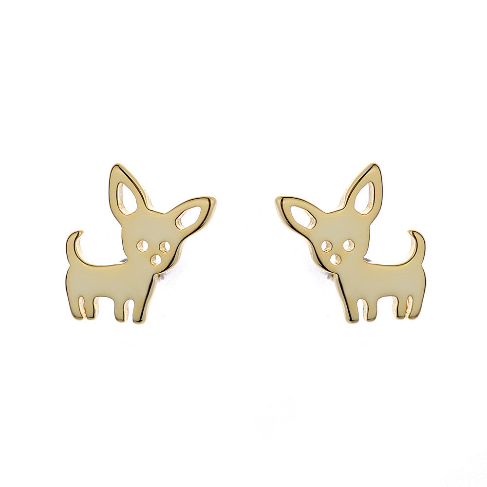 Amy and Annette 14K and Sterling Silver Chihuahua Dog Earrings