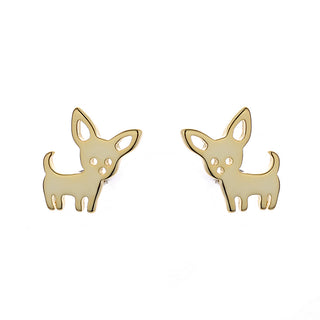 Amy and Annette 14K and Sterling Silver Chihuahua Dog Earrings