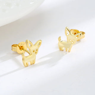 Amy and Annette 14K and Sterling Silver Chihuahua Dog Earrings