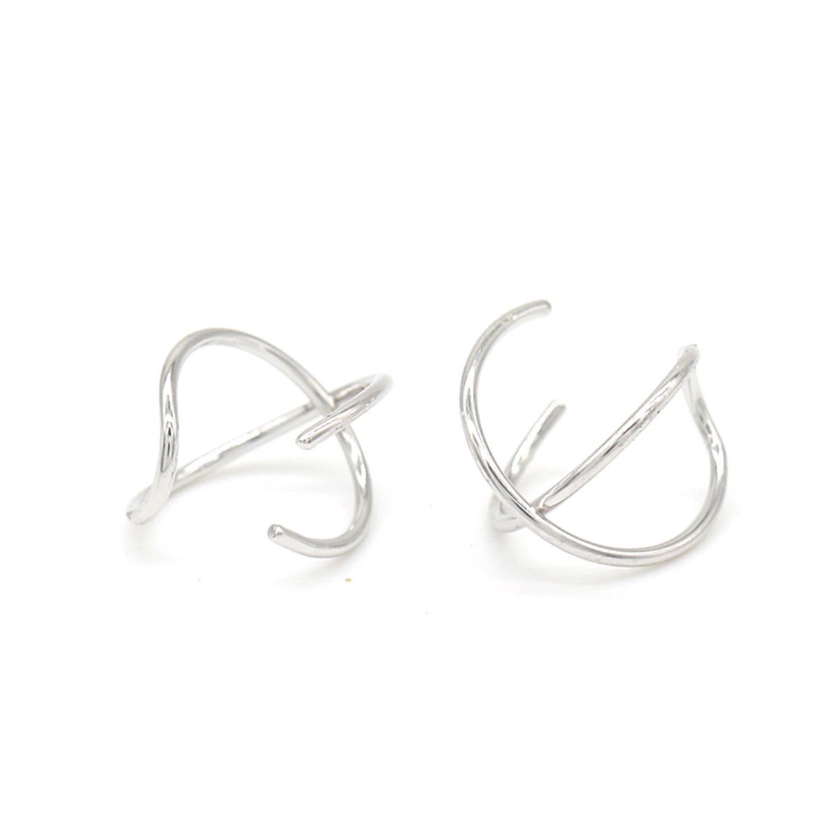 14k Gold And Sterling Silver Cuff Earrings (2 pack)