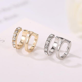 14K Gold Plated Cuff Earrings with crystals