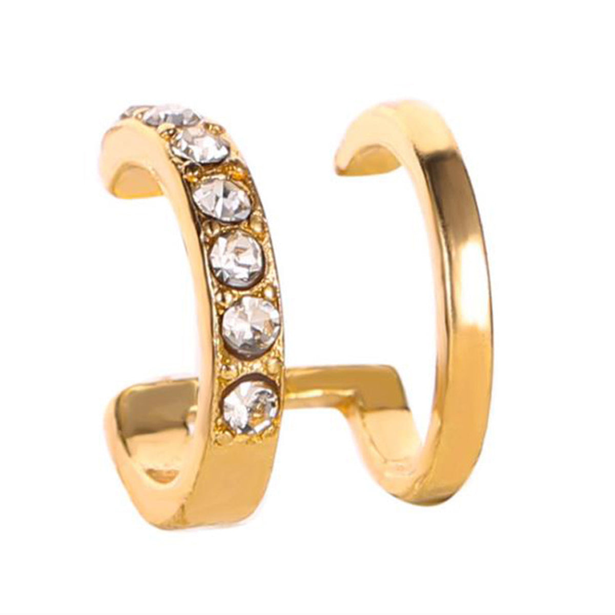 14K Gold Plated Cuff Earrings with crystals