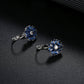 Sapphire and Multi-Color Flower Drop Leverback Earrings with Crystals