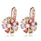 Sapphire and Multi-Color Flower Drop Leverback Earrings with Crystals
