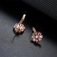 Sapphire and Multi-Color Flower Drop Leverback Earrings with Crystals