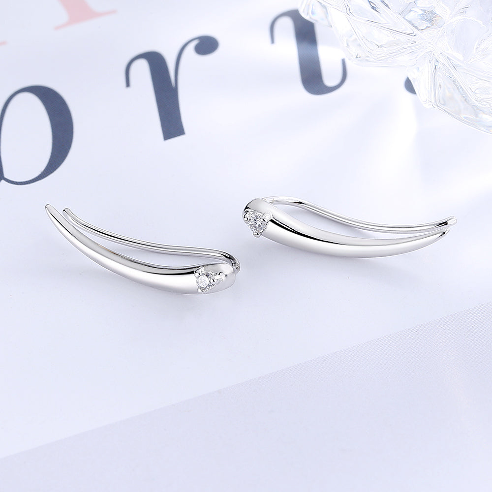 18K White Gold Climber with Genuine Crystals