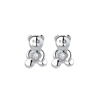 Amy and Annette Sterling Silver Bear Earrings with crystals from Swarovski