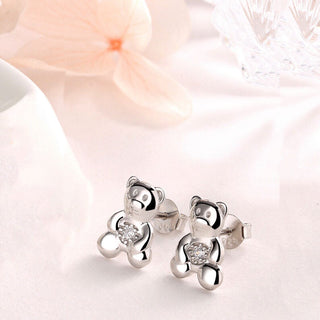 Amy and Annette Sterling Silver Bear Earrings with crystals from Swarovski