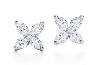 18K White Gold Plated Flower Earring with Genuine Crystals