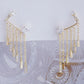 18K Gold Graduated Dangle Ear cuff with Genuine Crystals