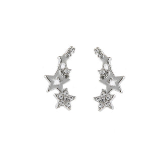 18K Gold-Plated Star Earring Climber with Genuine Crystals