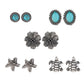 Oxidized Silver and Turquoise Beach Earring (5 Pair Studs)