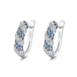 Sterling Silver Blue and White Sapphire Huggie Earring