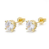 Amy and Annette 14K Gold and Sterling Silver Swarovski Crystal Crown Stud Earrings