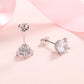 Amy and Annette 14K Gold and Sterling Silver Swarovski Crystal Crown Stud Earrings