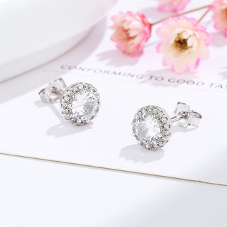 Sterling Silver Halo Stud with Crystals from Preciosa
