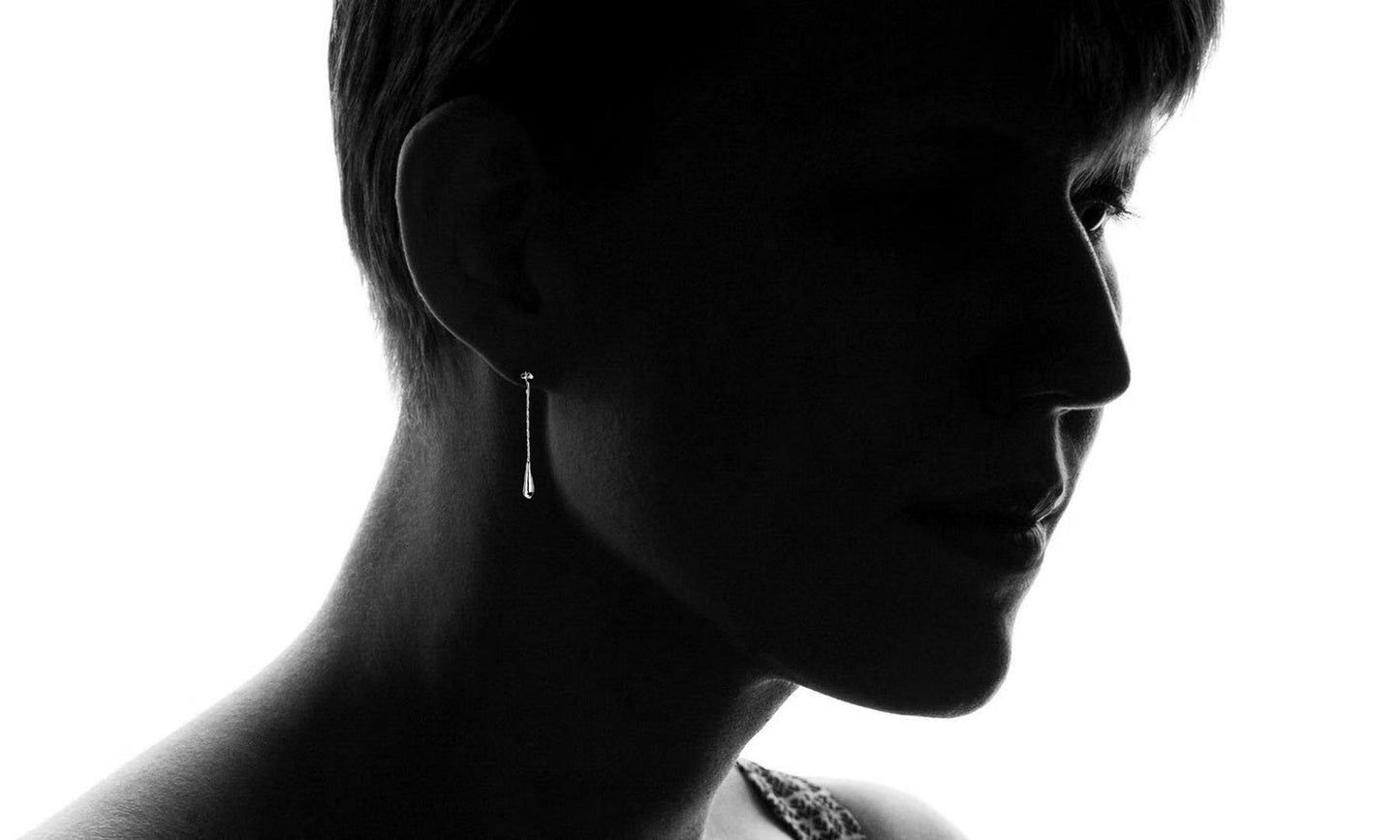 Sterling Silver Water Drop Pull-Through Earrings