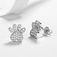 Sterling Silver and 14K Rose Gold Plated Crystal Paw Stud Earrings