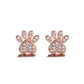 Sterling Silver and 14K Rose Gold Plated Crystal Paw Stud Earrings