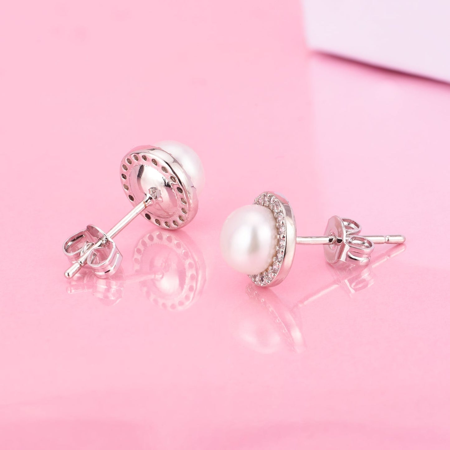Vintage-Inspired Freshwater Cultured Pearl & White Topaz Halo Earrings