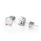 18K Gold and Sterling Silver With White Fiery Opal Stud Earring