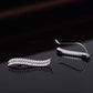 14K White Gold Double Wave Crystal Climber Earrings