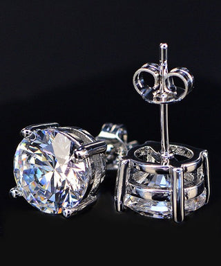 Sterling Silver and Genuine Crystal Round Stud Earring