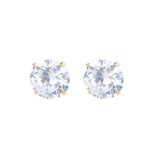 14K Gold Over Sterling Silver and Sterling Silver Genuine Crystal Round Stud Earring