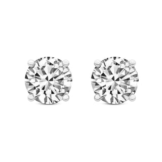 14K Gold Over Sterling Silver and Sterling Silver Genuine Crystal Round Stud Earring