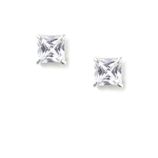 Amy and Annette 14K Gold Over Sterling Silver and Sterling Silver Genuine Crystal Square Stud Earring