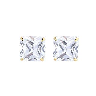 Amy and Annette 14K Gold Over Sterling Silver and Sterling Silver Genuine Crystal Square Stud Earring