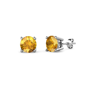 14K Gold and Sterling Silver Stud Earrings In Sapphire. Emerald and Citrine Options