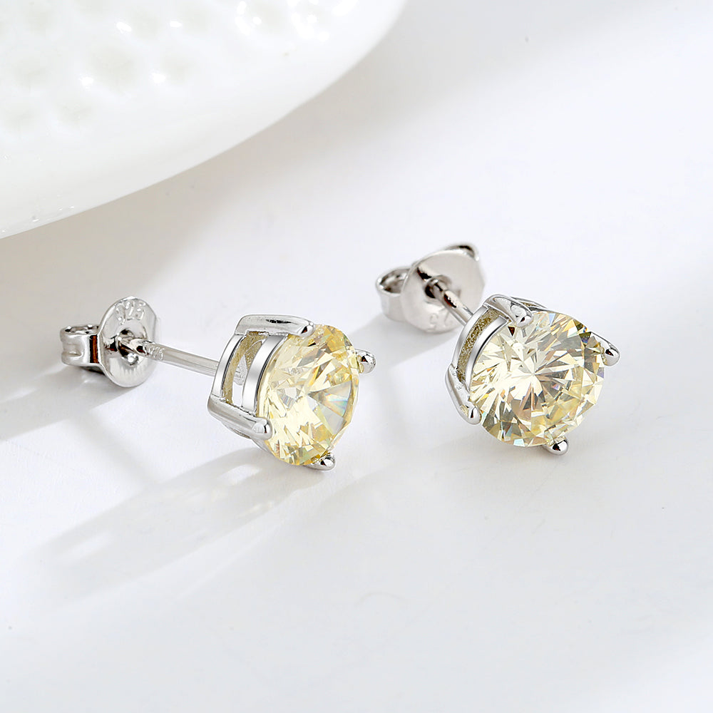 14K Gold and Sterling Silver Stud Earrings In Sapphire. Emerald and Citrine Options