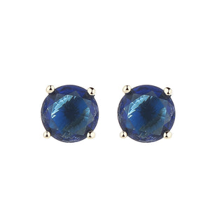 14K Gold and Sterling Silver Stud Earrings In Sapphire. Emerald and Citrine Options