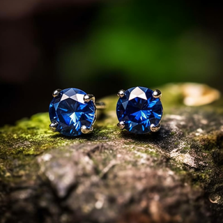 14K Gold and Sterling Silver Stud Earrings In Sapphire. Emerald and Citrine Options
