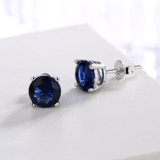 14K Gold and Sterling Silver Stud Earrings In Sapphire. Emerald and Citrine Options